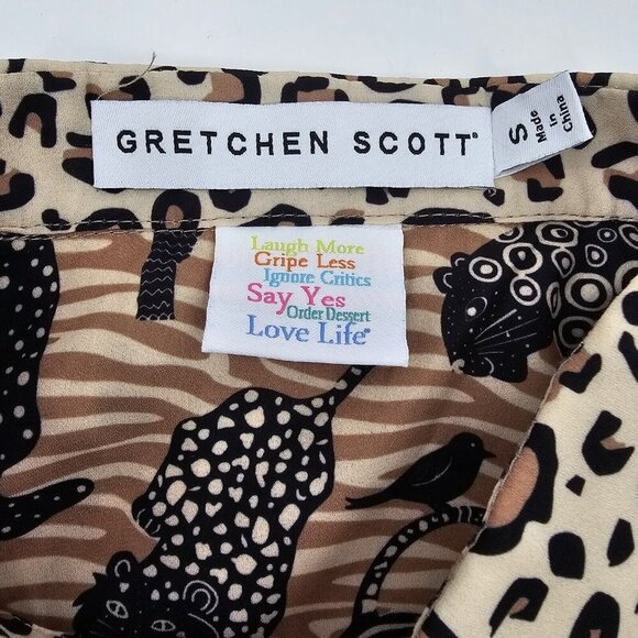 Gretchen Scott Leopard Print Button Up Blouse Womens Size Small 3/4 Sleeve Top - Picture 2 of 7